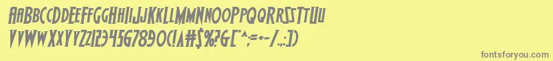Weitere Informationen zur Wolfsbane2iisemiital-Schriftart Wolfsbane2iisemiital-Schriftart – Graue Schriften auf gelbem Hintergrund