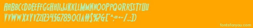 Wolfsbane2iisemiital-Schriftart – Grüne Schriften auf orangefarbenem Hintergrund