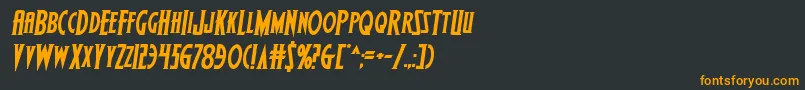 Weitere Informationen zur Wolfsbane2iisemiital-Schriftart Wolfsbane2iisemiital-Schriftart – Orangefarbene Schriften auf schwarzem Hintergrund