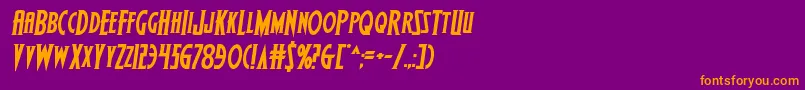 Weitere Informationen zur Wolfsbane2iisemiital-Schriftart Wolfsbane2iisemiital-Schriftart – Orangefarbene Schriften auf violettem Hintergrund