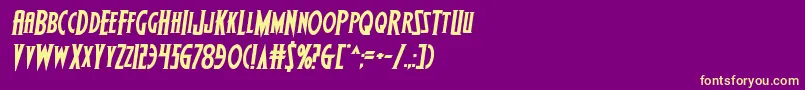 Wolfsbane2iisemiital-Schriftart – Gelbe Schriften auf violettem Hintergrund