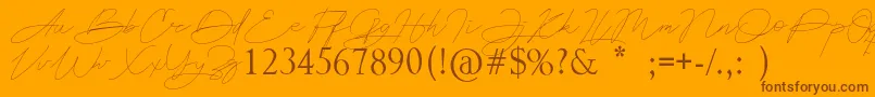 Astina-Schriftart – Braune Schriften auf orangefarbenem Hintergrund