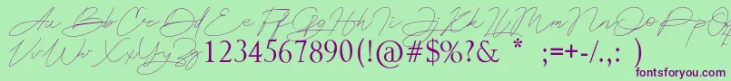 Astina-Schriftart – Violette Schriften auf grünem Hintergrund