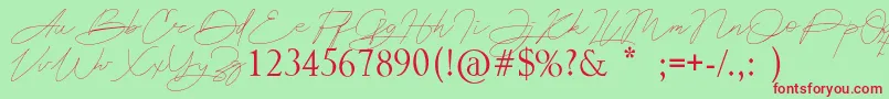 Astina Font – Red Fonts on Green Background