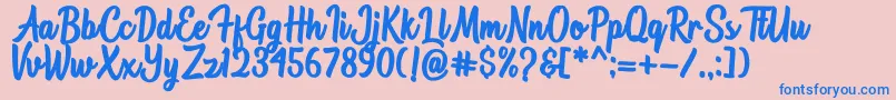 Astonia Font – Blue Fonts on Pink Background