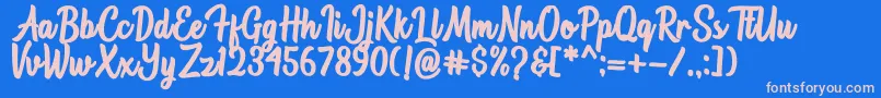 Astonia Font – Pink Fonts on Blue Background