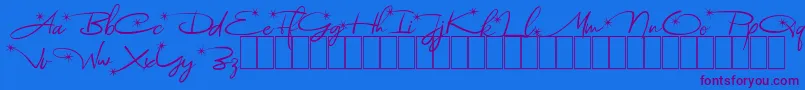 Astoria Demo-Schriftart – Violette Schriften auf blauem Hintergrund