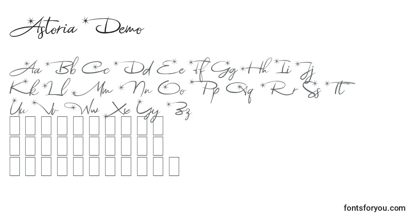 Schriftart Astoria Demo (120134) – Alphabet, Zahlen, spezielle Symbole