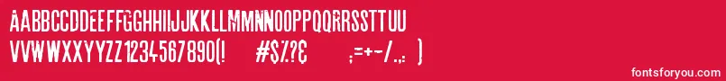 Astounding news-fontti – valkoiset fontit punaisella taustalla