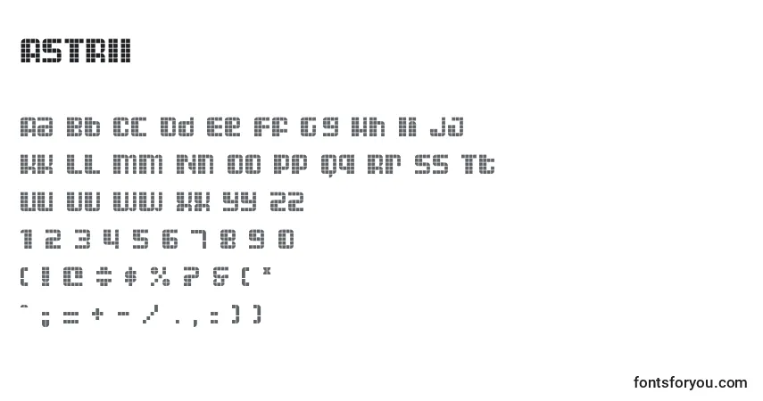 A fonte ASTRII   (120137) – alfabeto, números, caracteres especiais