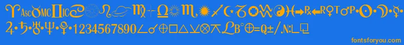 fuente ASTRO – Fuentes Naranjas Sobre Fondo Azul