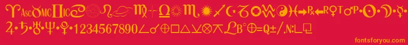 フォントASTRO – 赤い背景にオレンジの文字