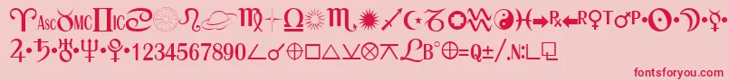 ASTRO-Schriftart – Rote Schriften auf rosa Hintergrund