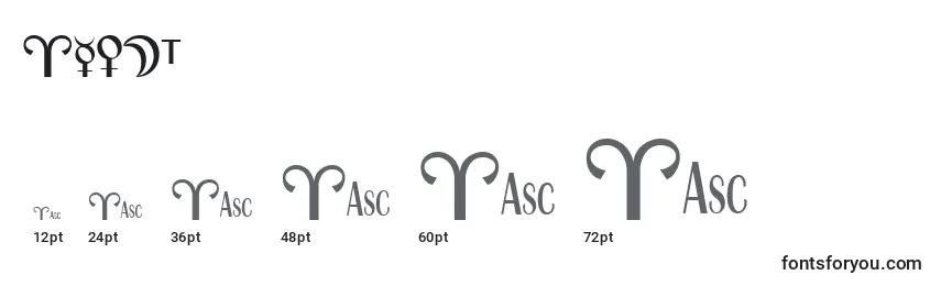 Размеры шрифта ASTRO (120138)