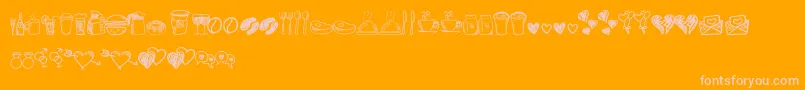 Astrokids Doodle-Schriftart – Rosa Schriften auf orangefarbenem Hintergrund