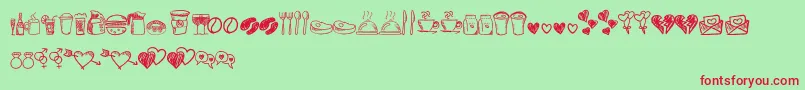 Astrokids Doodle-fontti – punaiset fontit vihreällä taustalla