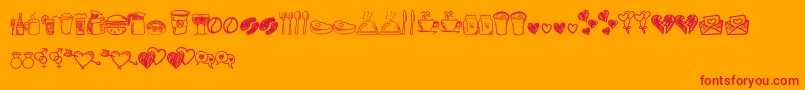 Astrokids Doodle-Schriftart – Rote Schriften auf orangefarbenem Hintergrund