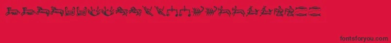 Astrologicus-Schriftart – Schwarze Schriften auf rotem Hintergrund