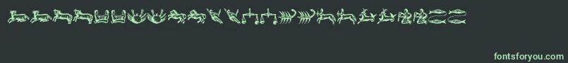 Astrologicus-fontti – vihreät fontit mustalla taustalla