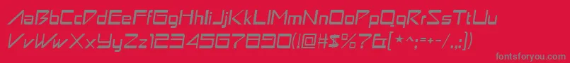 astron boy italic-fontti – harmaat kirjasimet punaisella taustalla