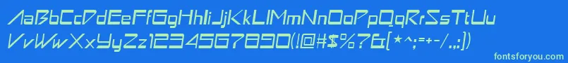 astron boy italic Font – Green Fonts on Blue Background