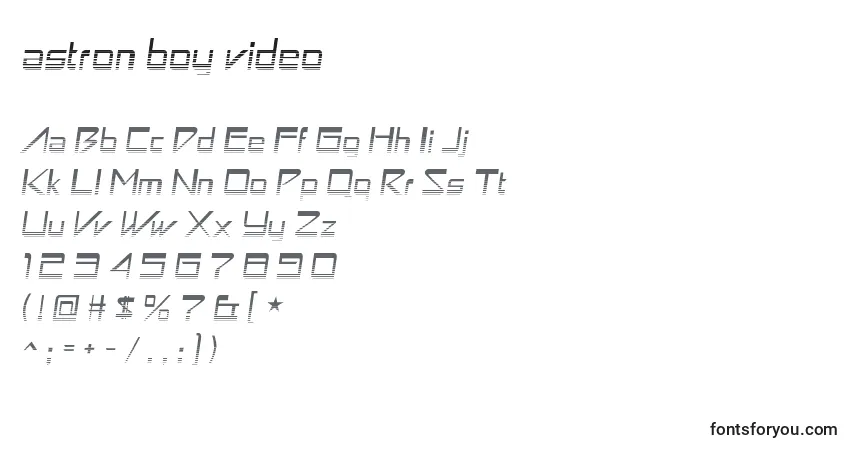 Schriftart Astron boy video (120149) – Alphabet, Zahlen, spezielle Symbole