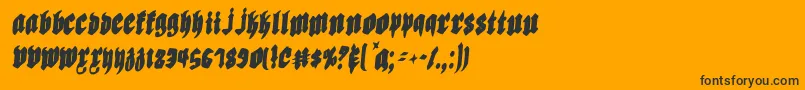 Biergartenric-Schriftart – Schwarze Schriften auf orangefarbenem Hintergrund