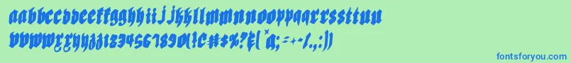 Biergartenric Font – Blue Fonts on Green Background