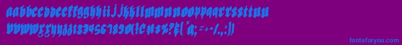 Biergartenric-Schriftart – Blaue Schriften auf violettem Hintergrund