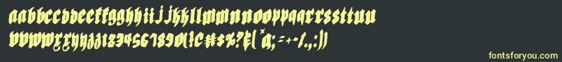 フォントBiergartenric – 黒い背景に黄色の文字