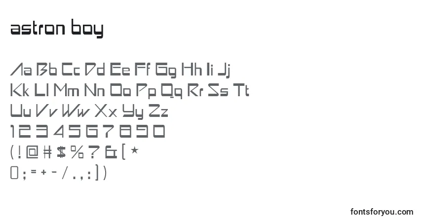 Schriftart Astron boy – Alphabet, Zahlen, spezielle Symbole