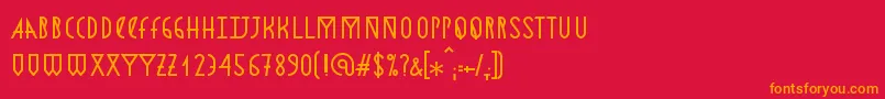 フォントAstronmica – 赤い背景にオレンジの文字