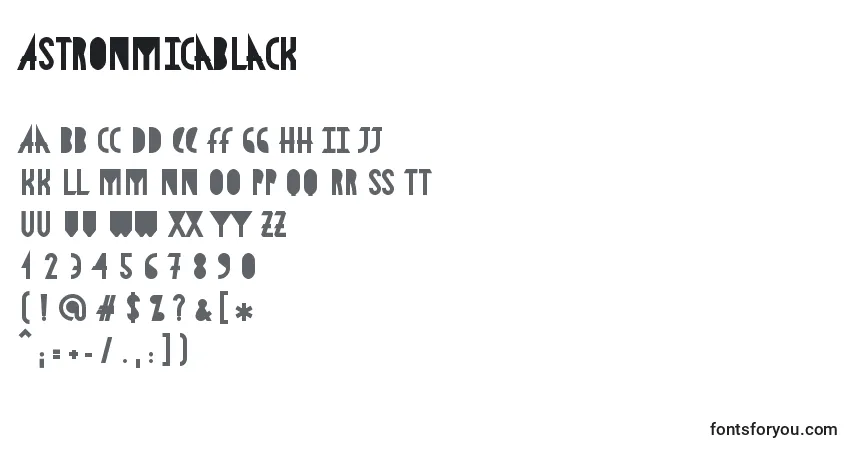 Schriftart AstronmicaBlack – Alphabet, Zahlen, spezielle Symbole