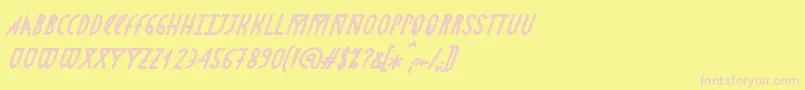 AstronmicaBoldItalic-Schriftart – Rosa Schriften auf gelbem Hintergrund