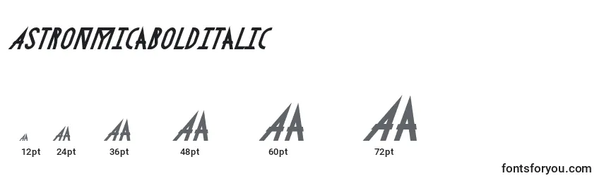 Größen der Schriftart AstronmicaBoldItalic