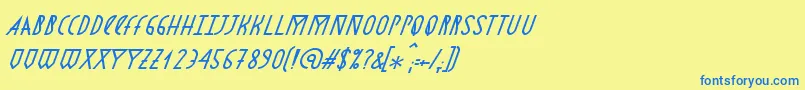 AstronmicaItalic-fontti – siniset fontit keltaisella taustalla
