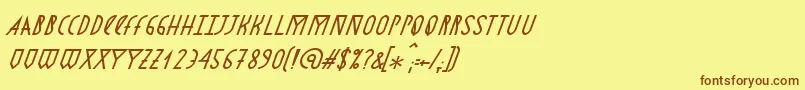 AstronmicaItalic-fontti – ruskeat fontit keltaisella taustalla