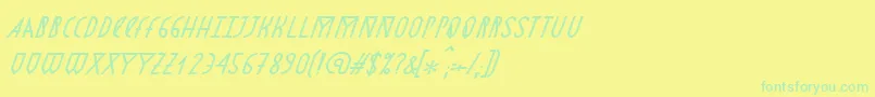 AstronmicaItalic Font – Green Fonts on Yellow Background