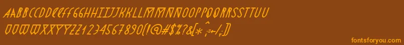 AstronmicaItalic-fontti – oranssit fontit ruskealla taustalla