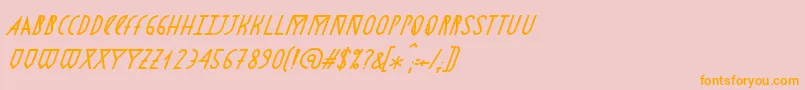 フォントAstronmicaItalic – オレンジの文字がピンクの背景にあります。