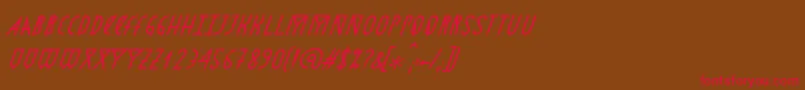 フォントAstronmicaItalic – 赤い文字が茶色の背景にあります。