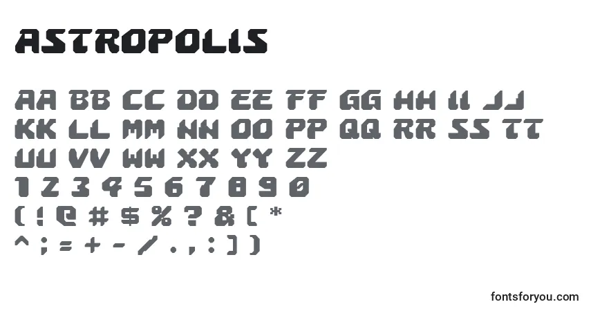 Schriftart Astropolis (120159) – Alphabet, Zahlen, spezielle Symbole