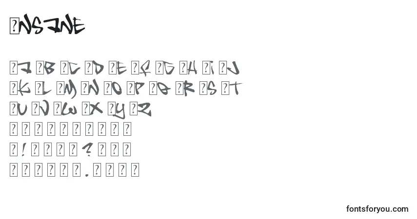 Czcionka Insane – alfabet, cyfry, specjalne znaki