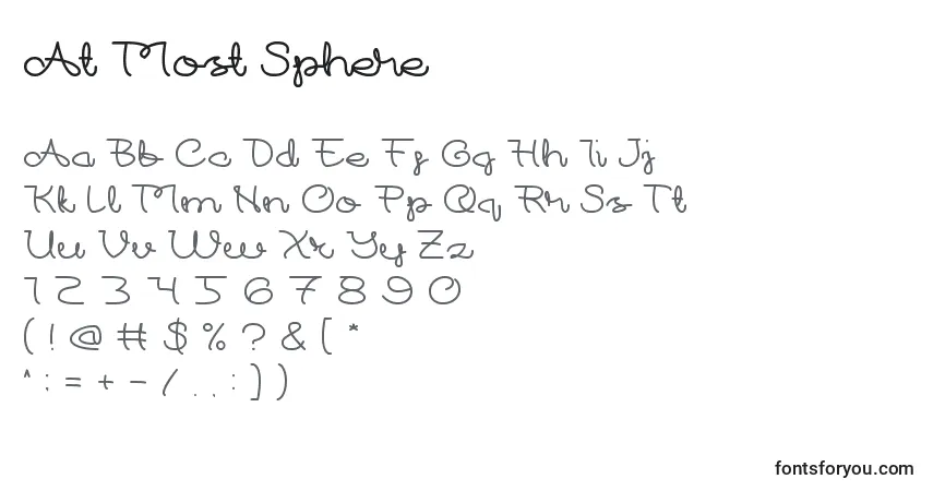 Schriftart At Most Sphere – Alphabet, Zahlen, spezielle Symbole