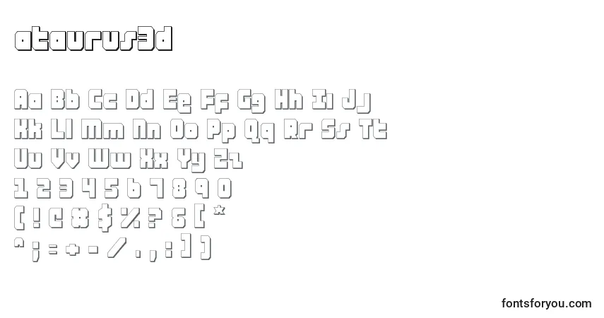 Czcionka Ataurus3d (120163) – alfabet, cyfry, specjalne znaki
