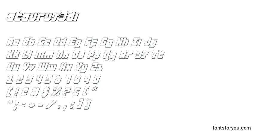 Czcionka Ataurus3di (120164) – alfabet, cyfry, specjalne znaki