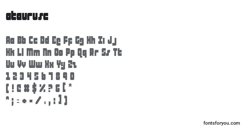 Шрифт Ataurusc (120165) – алфавит, цифры, специальные символы