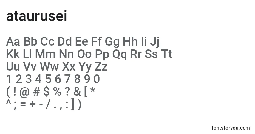 Czcionka Ataurusei (120168) – alfabet, cyfry, specjalne znaki