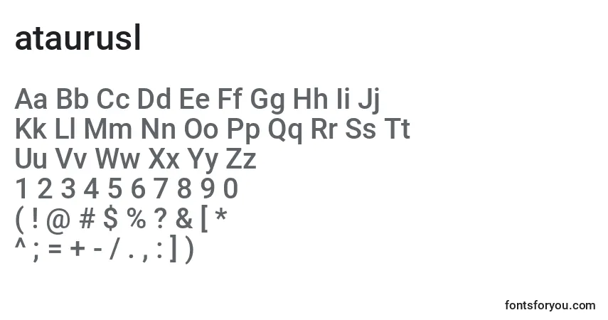 A fonte Ataurusl (120170) – alfabeto, números, caracteres especiais