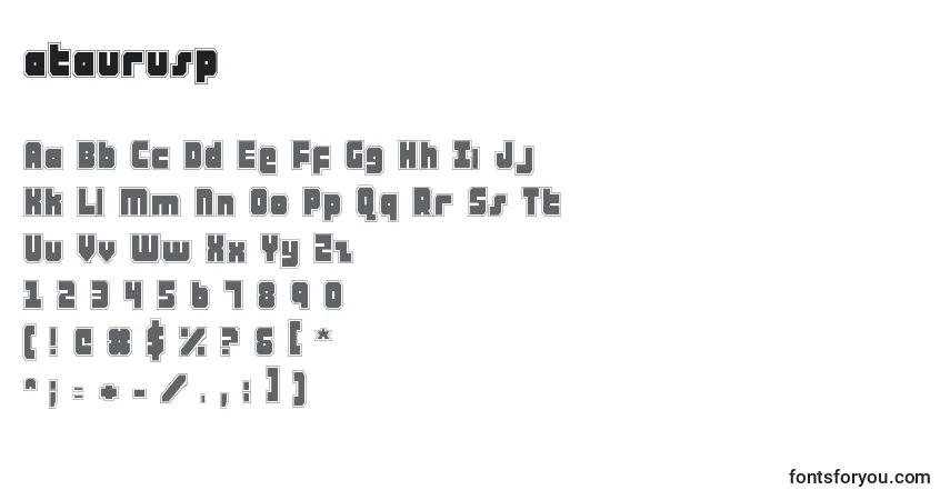Czcionka Ataurusp (120171) – alfabet, cyfry, specjalne znaki